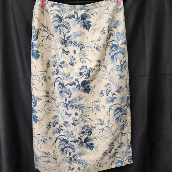 Talbots Cream Maxi Skirt with Blue Floral Print - Picture 2 of 6
